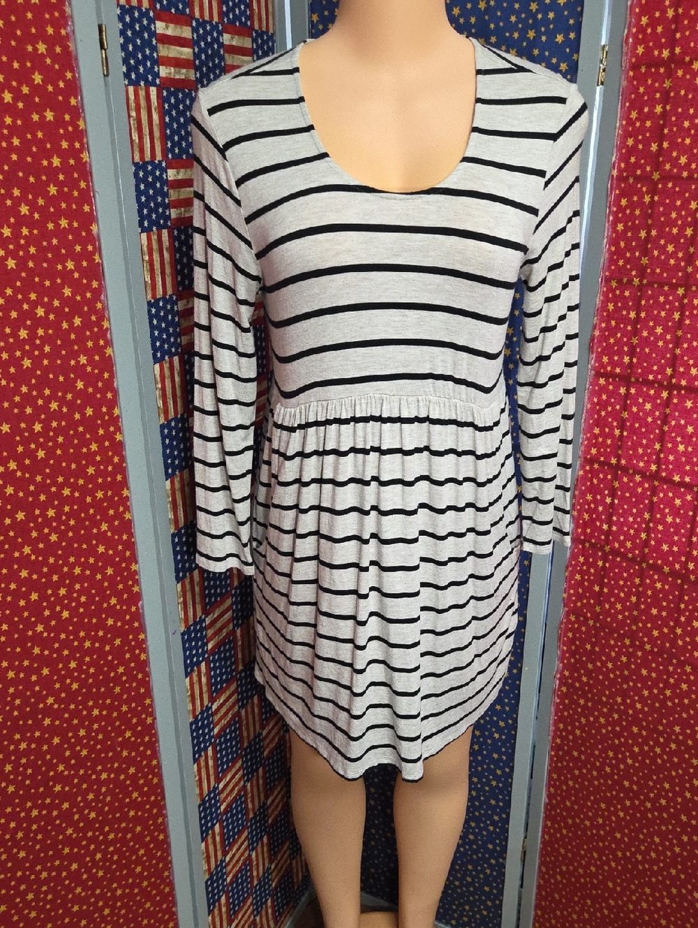 Soma White and Black Striped Scoop-Neck Tunic Dress